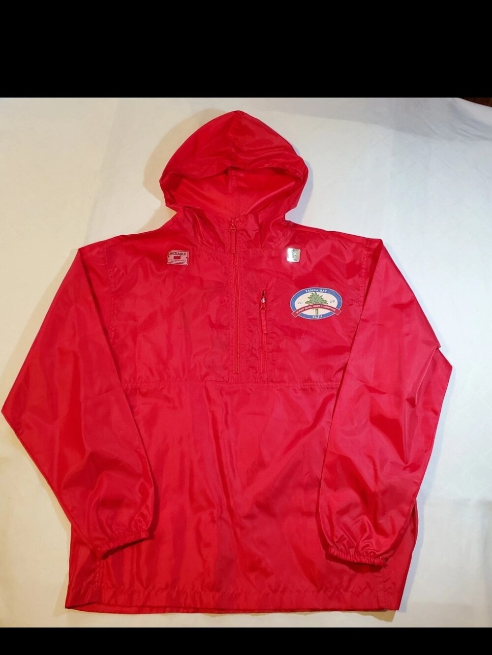 Vintage Super Bowl XLIII Tampa Bay 2009 Jacket Mens Medium NFL Raincoat Packable
